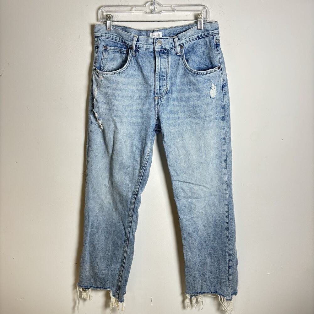 Nuuds The Straight Curvy Jeans Women's 30 Ranger Wash Raw Hem Hidden Button Fly